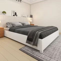 Cama Queen em MDP 203cm x 164cm Mônaco Neve
