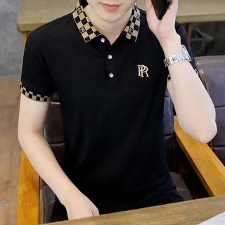 Verão novo estilo masculino de manga curta camiseta juventude na moda Casual topos All-Match lapela camisa POLO masculin