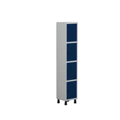Armário Locker Guarda Volume Aço Light 4 Portas 34,5x179,5cm Azul e Cinza Cinza/Azul Delrei