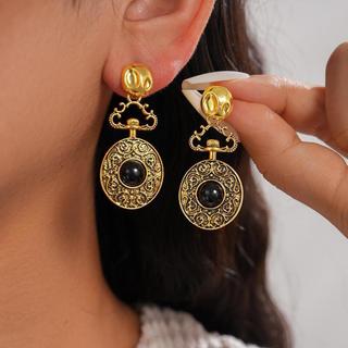 Acrílico redondo pingente brincos vintage estilo étnico Medieval brincos luz luxo High-End brincos femin