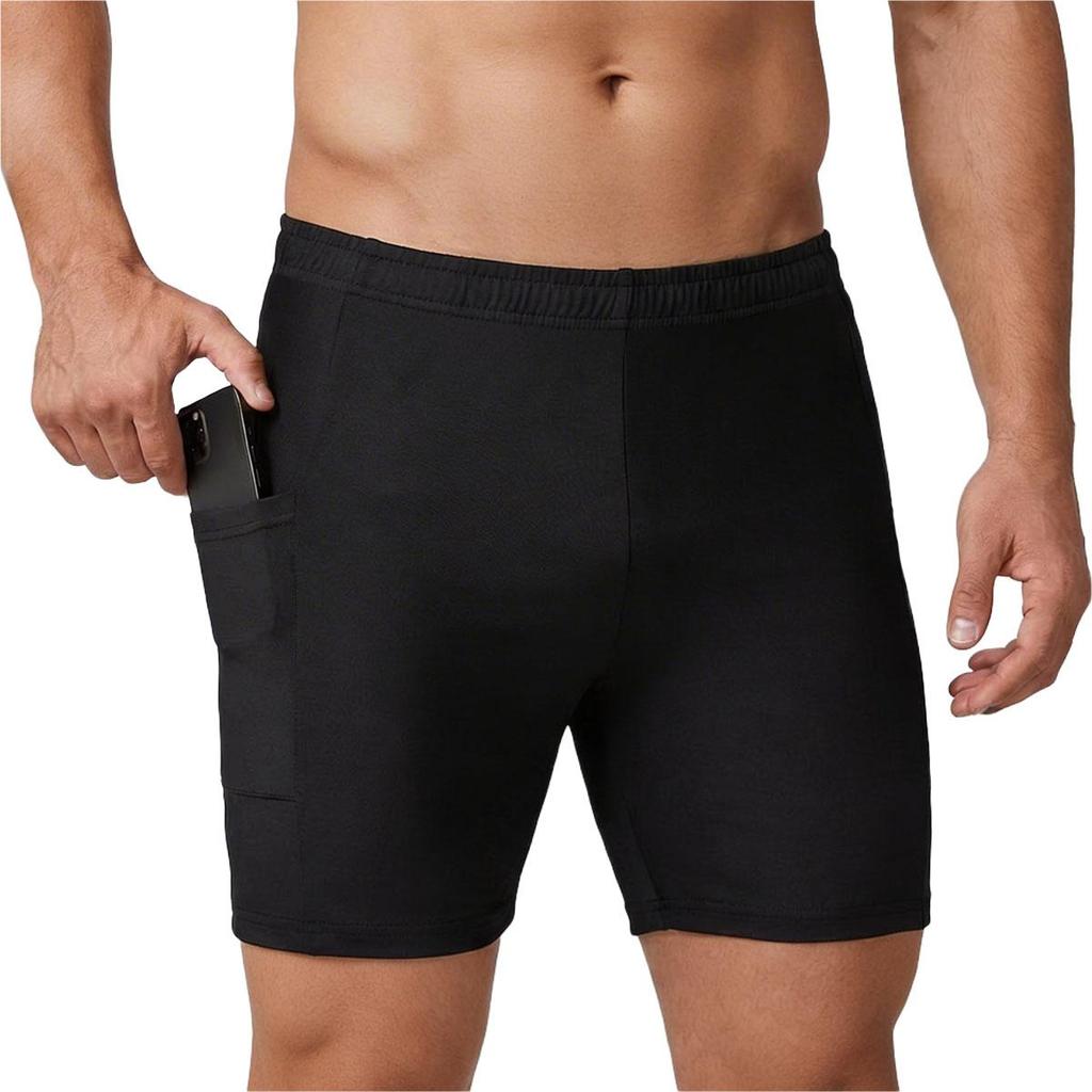 Bermuda Compressão Masculina Segunda Pele Térmica Academia Musculação Corrida Treino Fitness com Bolso Celular