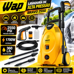 Lavadora Alta Pressão Modelo Bravo 2550 Profissional Potência 1700W 1800Psi Wap