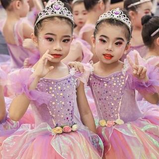 Vestido de gaze inchado para crianças, fantasia de princesa para dança de jardim de infância, amor, Performance, dança m