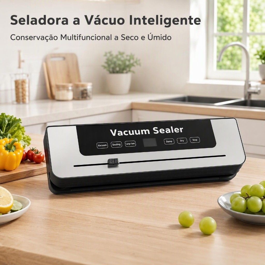 Seladora a Vácuo Inteligente Multifuncional Doméstica para Conservar Alimentos 110V