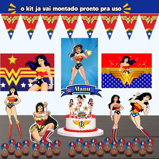 Kit festa Só Um Bolinho Mulher Maravilha A Festinha de aniversário Perfeita Kit Pronto Festa em Casa