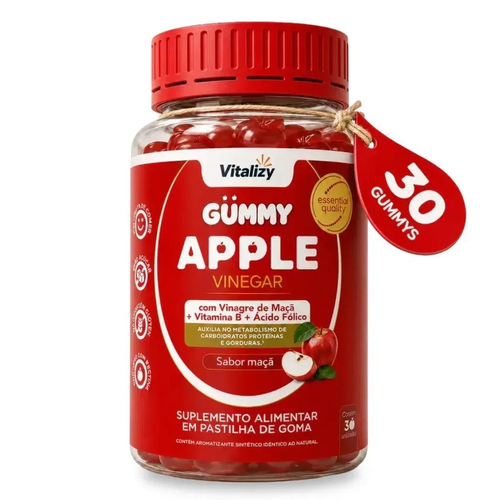 Gummy Vinagre de Maçã em Gomas 30 unidades Apple Cider Vinegar Zero Açúcar Vitalizy