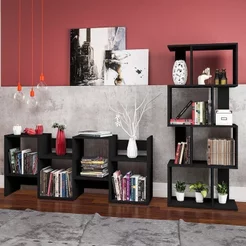 Estante para Livros Multiuso 60cm com 8 Nichos Preto Preto