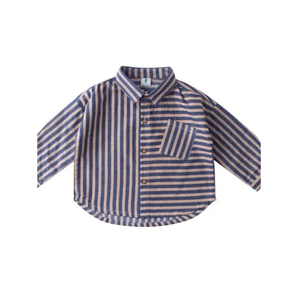 Camisa do menino de manga comprida primavera outono estilo crianças listrado estilo ocidental camisa 2022 novo estilo ve