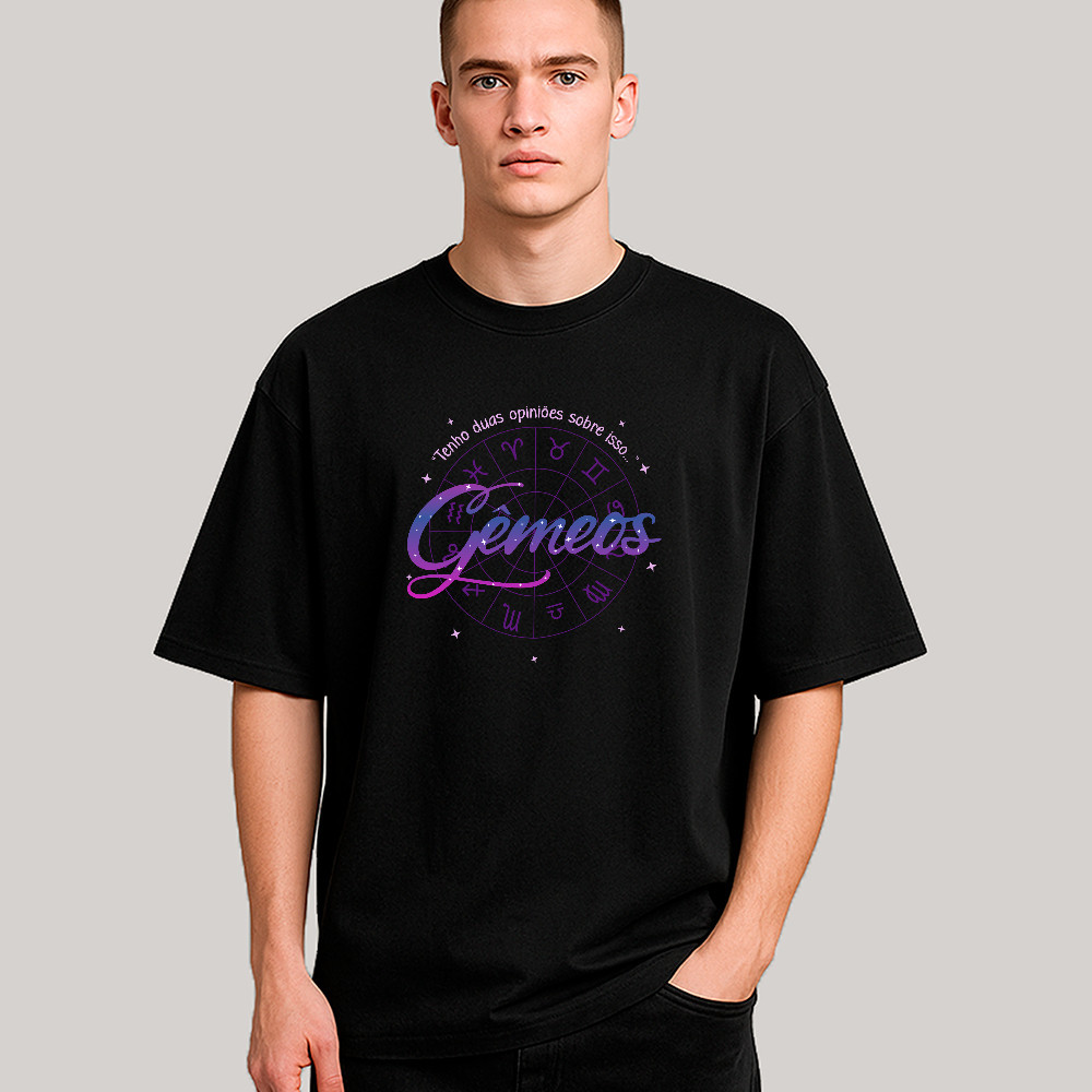 [Camiseta Premium em Algodão Puro]VEX Camiseta Oversized Unissex Signo Gêmeos Streetwear 100% Algodão Exclusiva Conforto