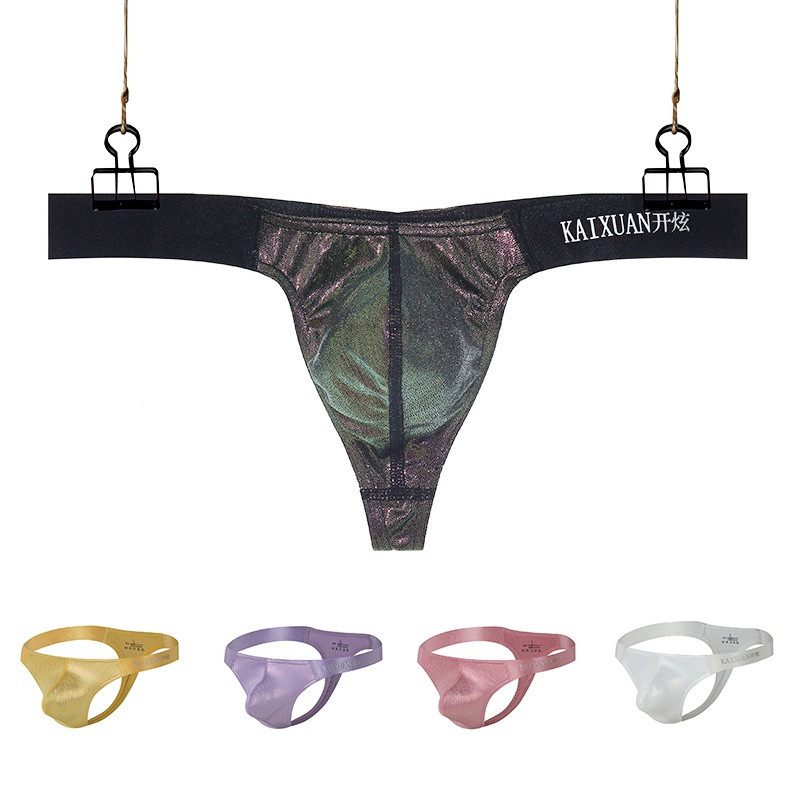 Cueca fio dental masculina, confeccionada em veludo brilhante, com design em U para realçar a forma, disponível em vária
