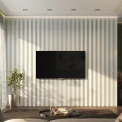 Kit de 4 Barras de Painel Ripado PVC Branco Gelo Bariri 270cm x 15cm Cobertura 1,62m² Branco Gelo