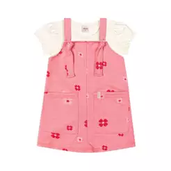 Conjunto Infantil Menina Floral Bolsos Elian Bege