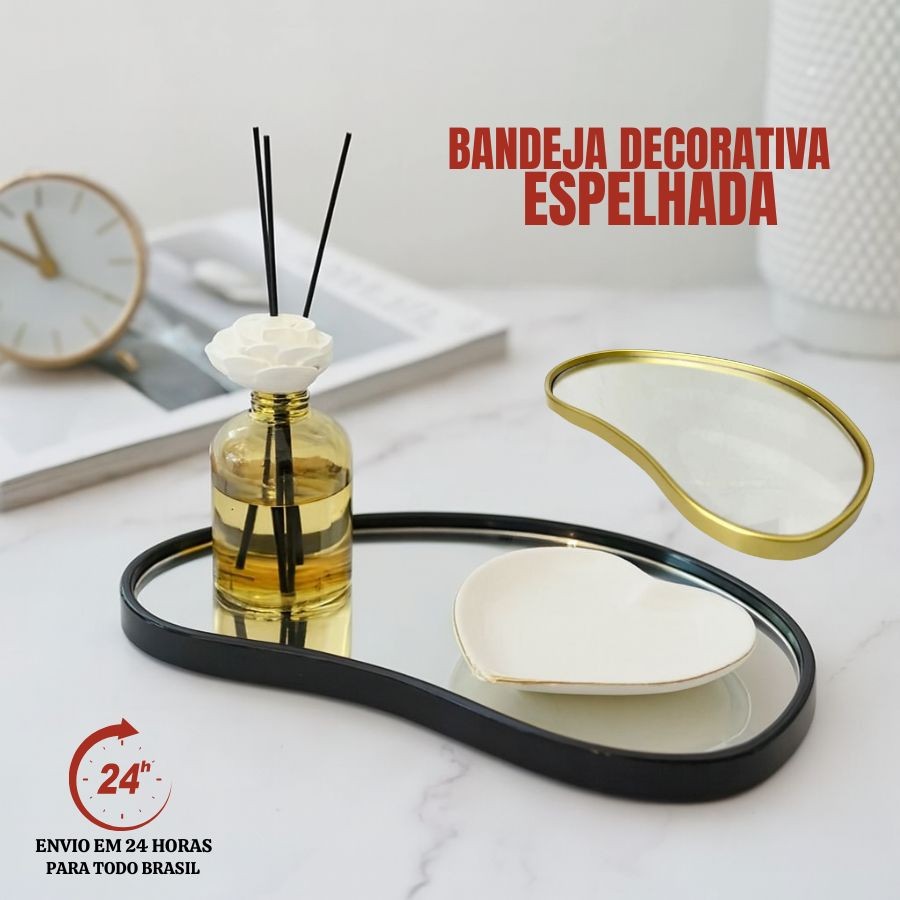 Bandeja Espelhada Decoração Luxo Decorativa De Mesa