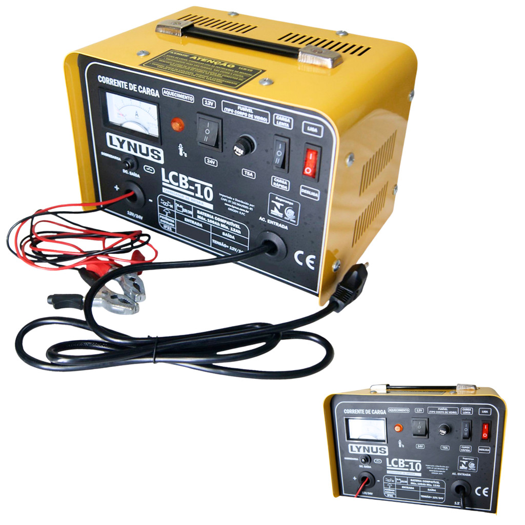 Carregador de Bateria Lynus LCB-10 12V/24V/220V – Energia Rápida