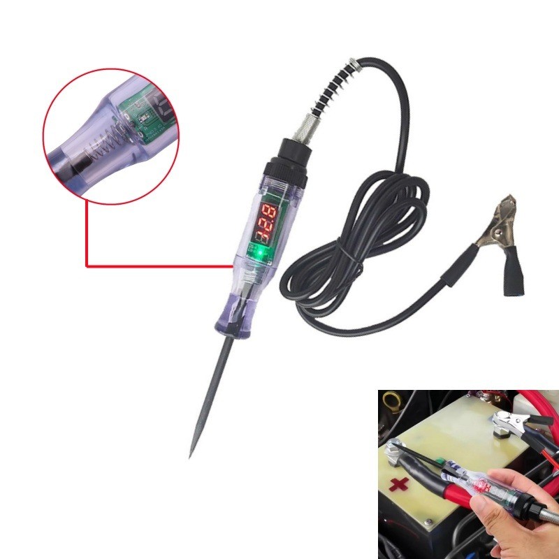 Caneta de teste automotiva 12V/24V, testador de circuitos, ferramenta multifuncional para teste com display digital.