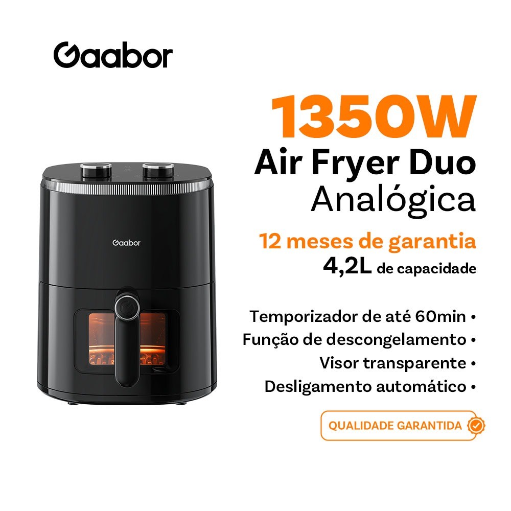 Gaabor Air Fryer Fritadeira 220V 4,2L Duplo Botão Janela Visor Grande AF45M02A em Oferta na Shopee