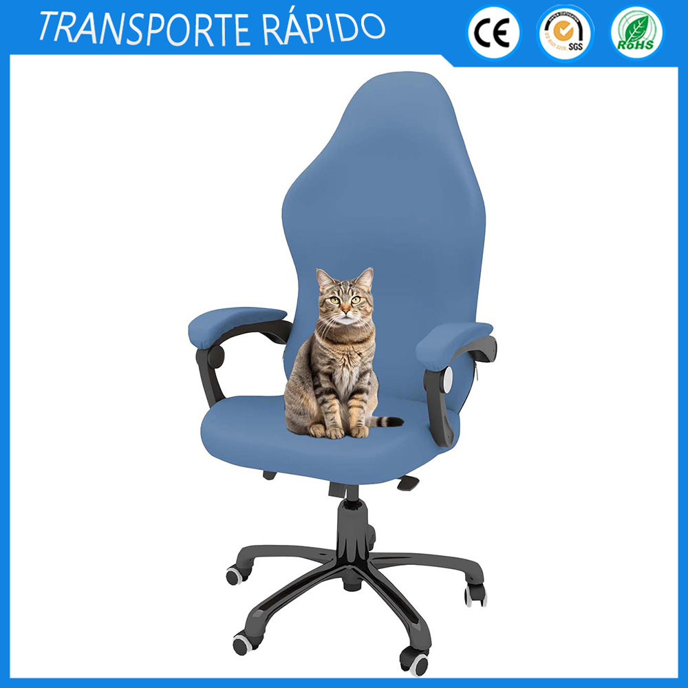 Conjunto de 4 peças Azul claro Office Capa De Cadeira De Computador , Macia Para Escritório , Protetor Removível Lavável
