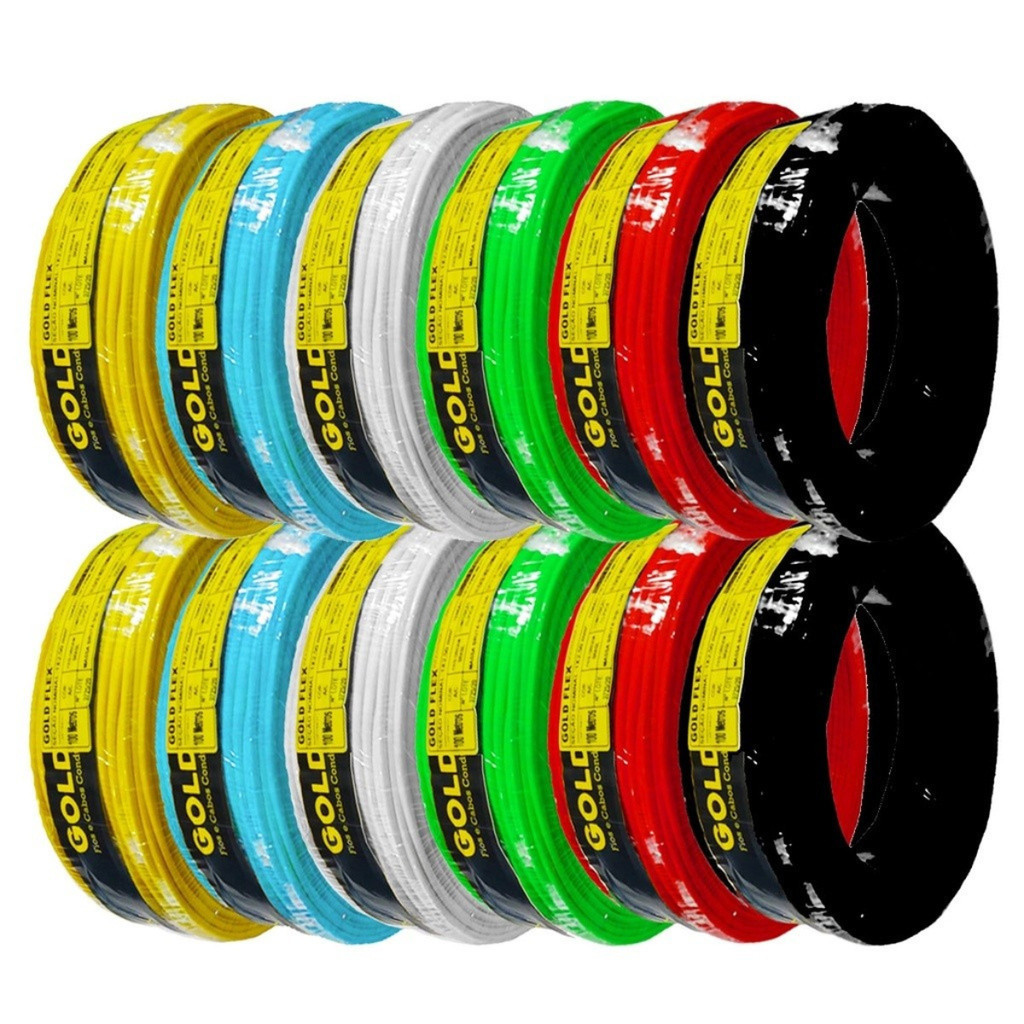 Cabo 10mm flexivel Fio 10mm Rolo 50/100 Metros 750v Antichamas Gold