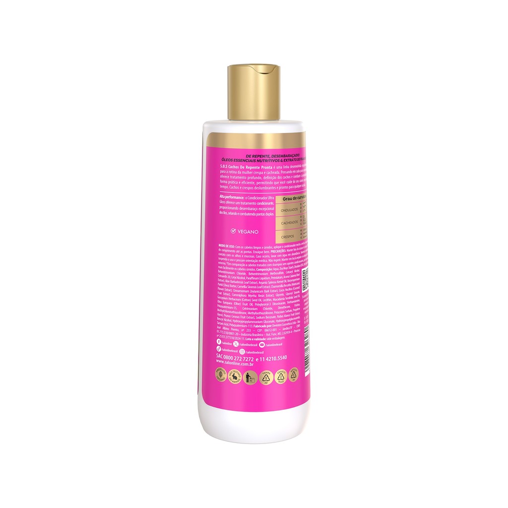 Detalhes do Kit Shampoo + Condicionador + Máscara Antiporosidade + Óleo Reparador e Acidificante SOS Cachos De Repente Pronta!