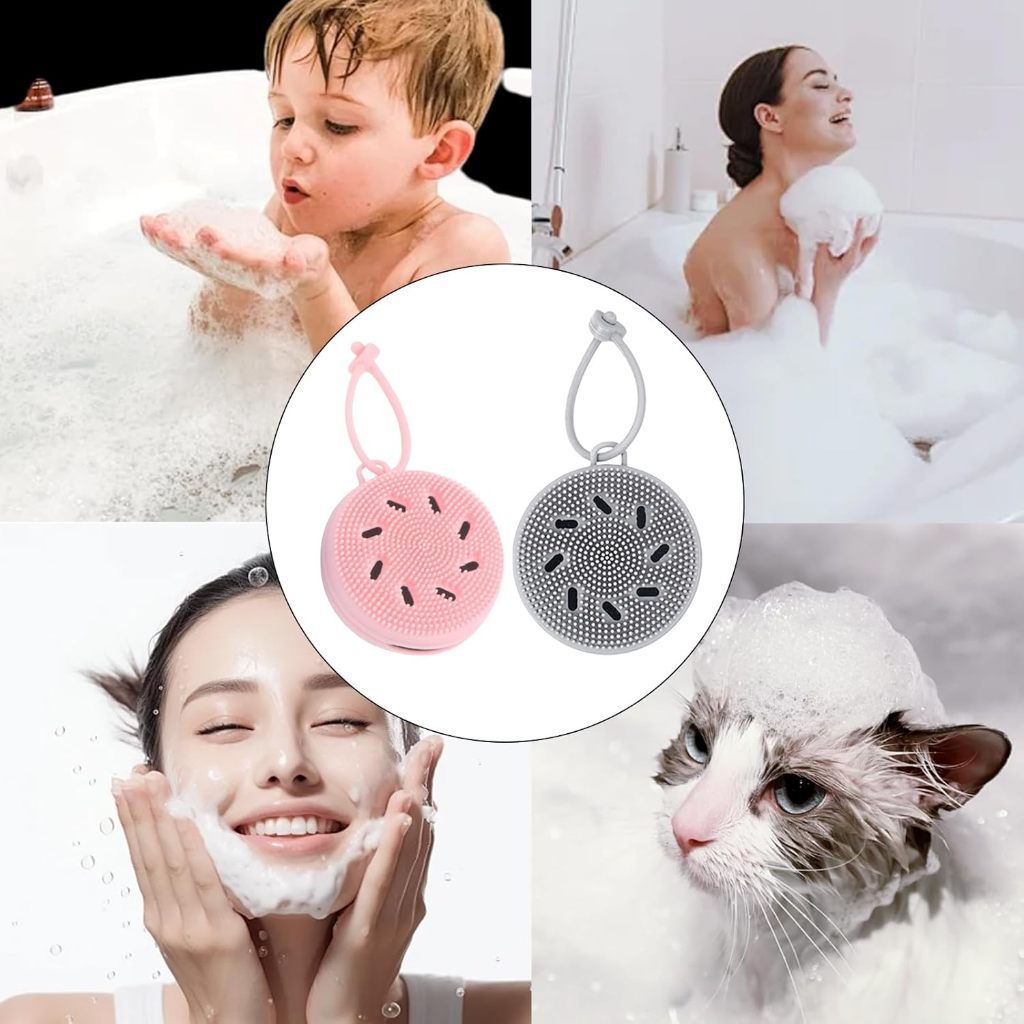 Escova Massageadora De Silicone Multifuncional Banho Limpeza Facial Capilar Relaxante Portátil Suave