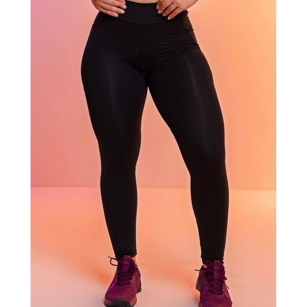 Calça legging feminina com bolso lateral Zero Transparência cintura alta Fitnnes Academia Treino