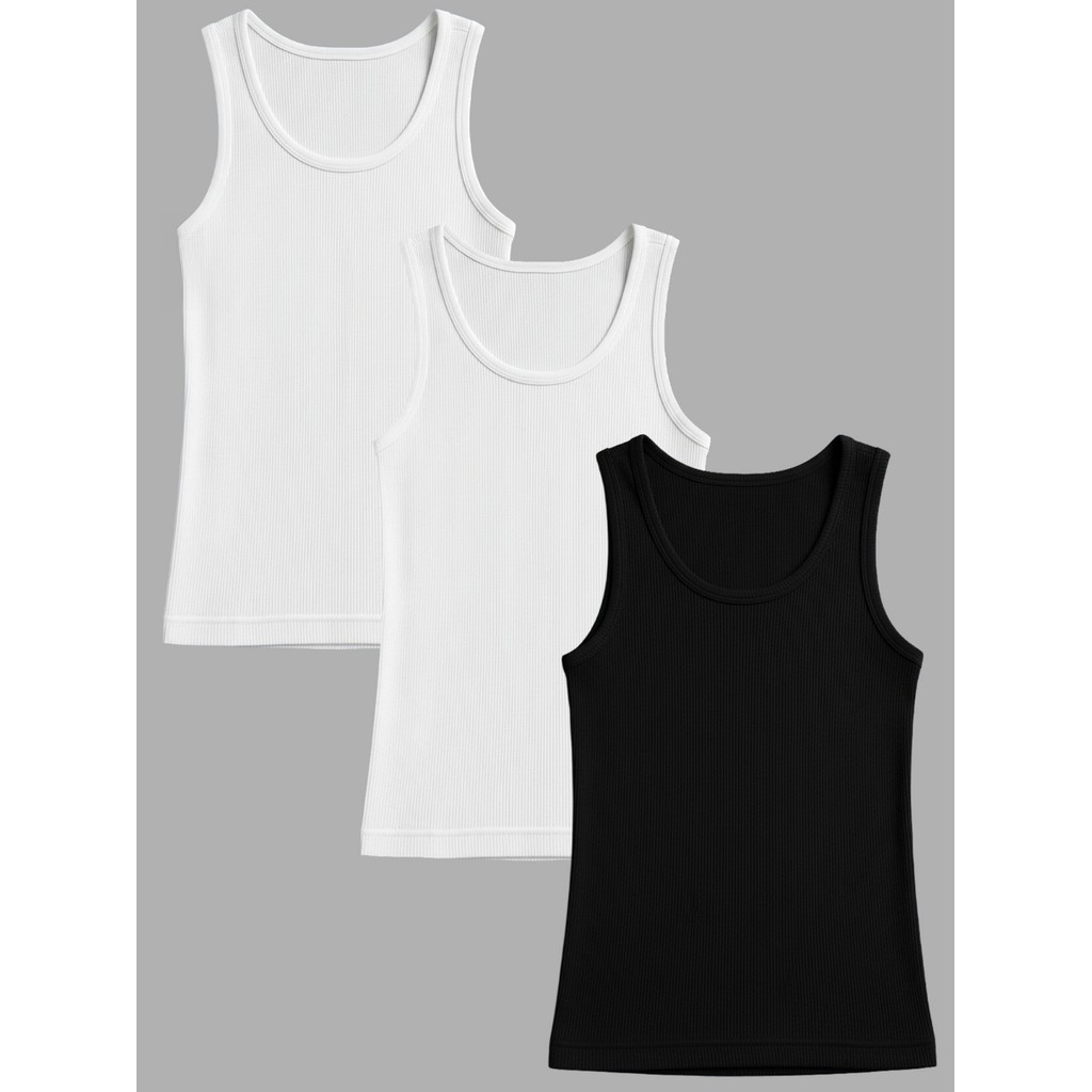 Kit Regata Unissex Canelada Malha Confortável Academia Camiseta Alça Modelo Americana Básica