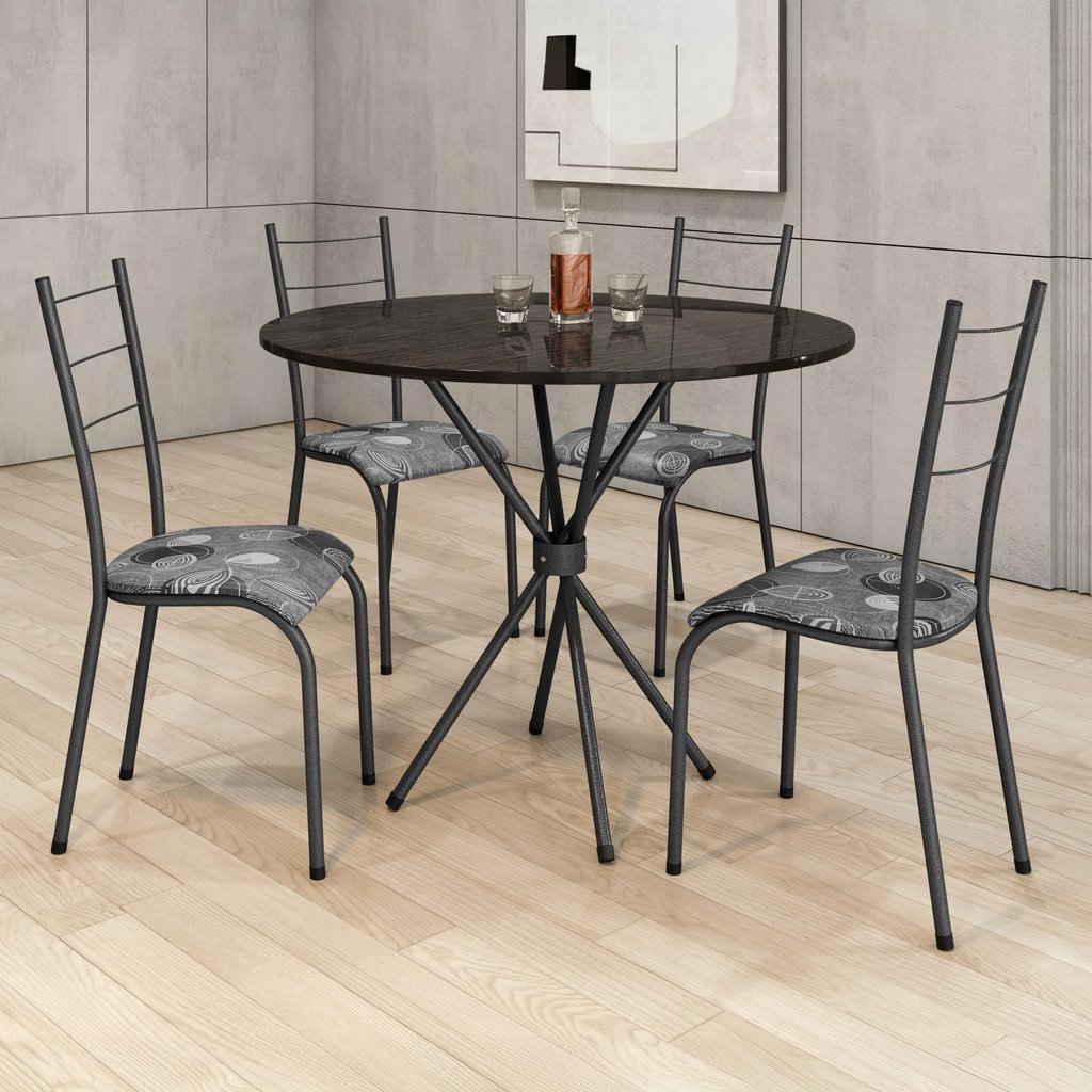 Conjunto Sala de Jantar 4 Lugares Mesa 70cm Tampo Ardósia Kelly em Oferta na Shopee