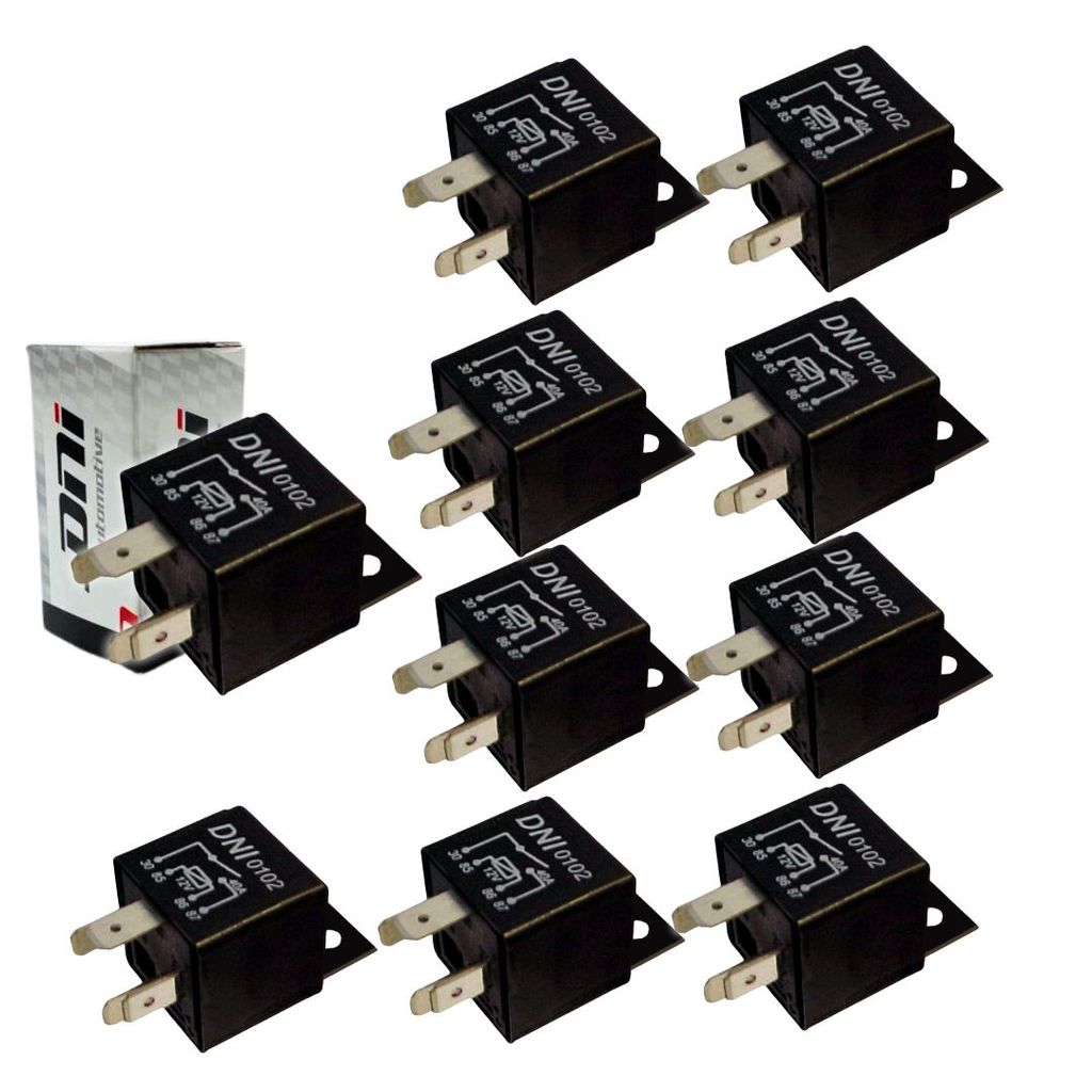 Kit 10 Relé Auxiliar 12v 40a C/ Suporte 4 Pinos DNI0102 Relé Ventoinha Vidro Elétrico Ar em Oferta na Shopee