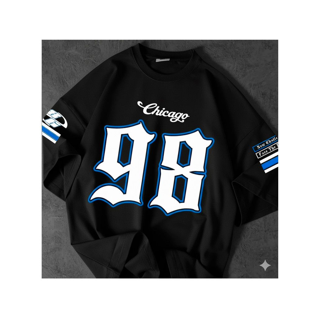 Tshirt Feminina Chicago 98 Estilosa Estampada Lançamento Camiseta 100% Algodão Camisetão Camisa Oversized Plus Size
