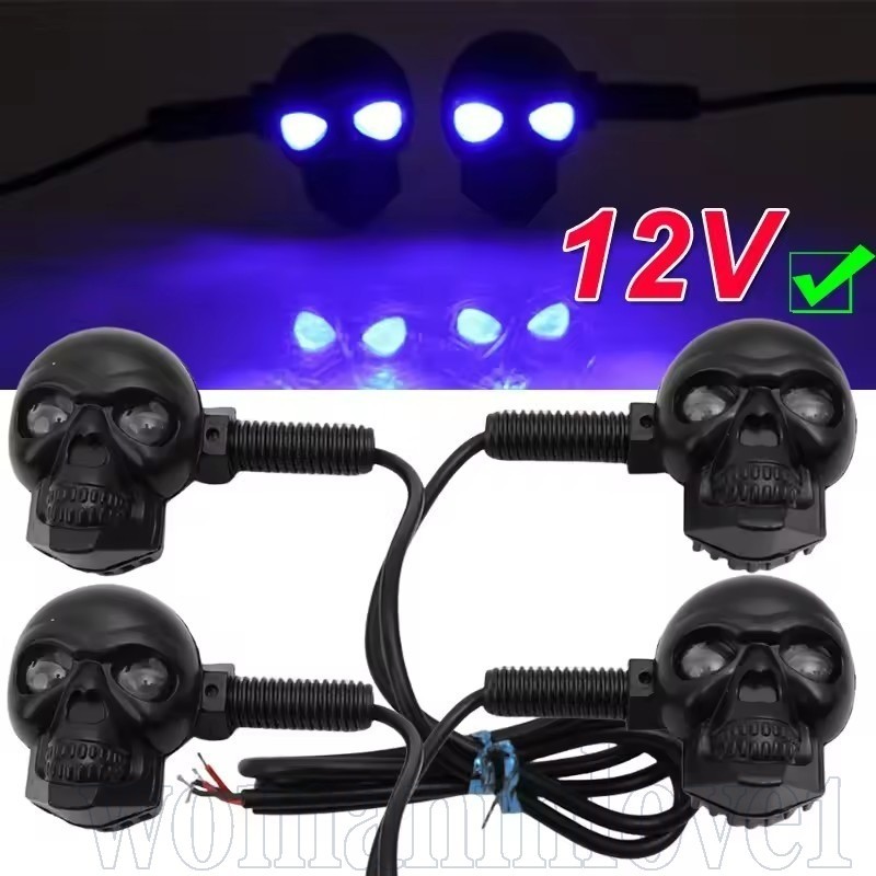 Luz Traseira LED Para Scooters-Mini Luzes De Motocicleta Com Cabeça De Caveira-Refletor Carroceria De Carro-Lâmpada De S