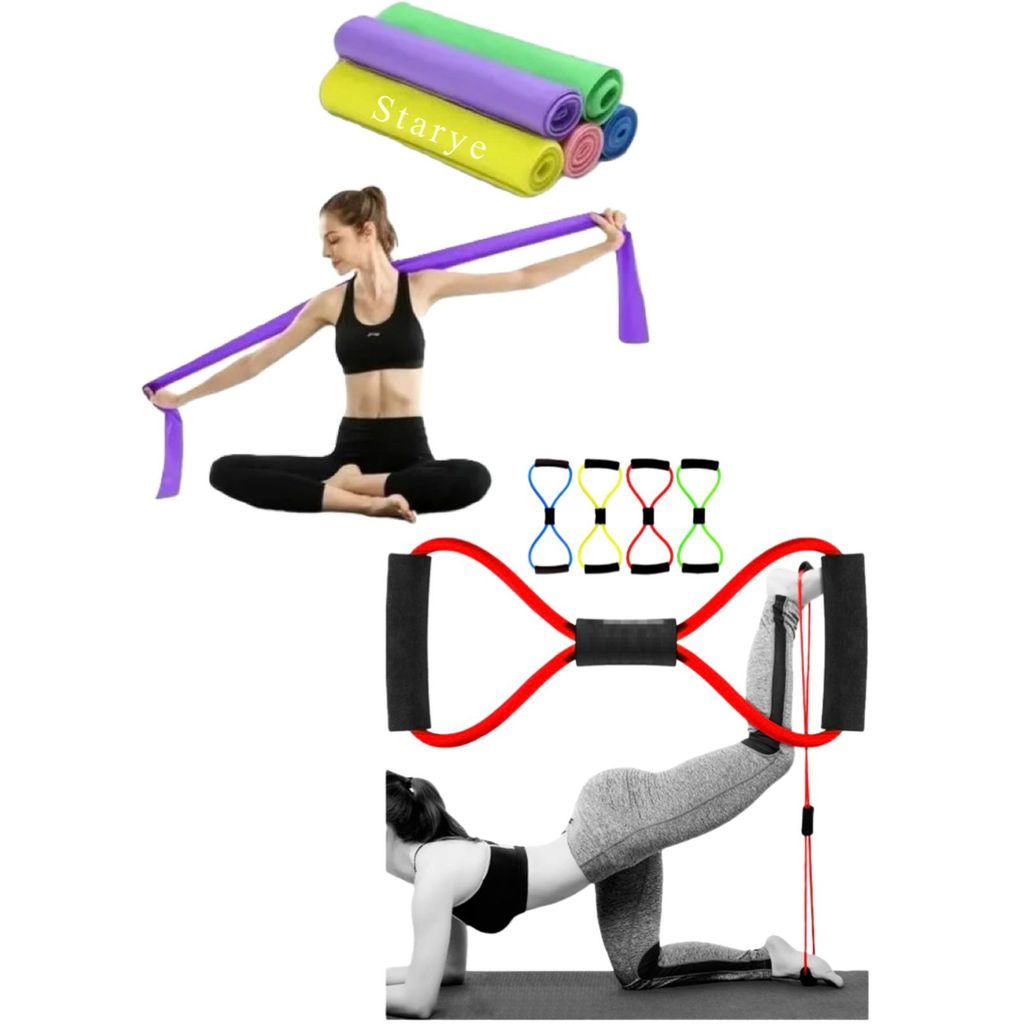 Kit Faixa Elástica Thera Band + Elástico Extensor(Cross tube) Fisioterapia Funcional Academia em Casa -STARYE