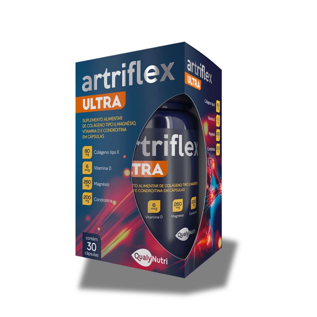 Artriflex Ultra Colageno Tipo II 80mg - Condroitina - Magnésio Articulaçao Qualynutri 30 Capsulas
