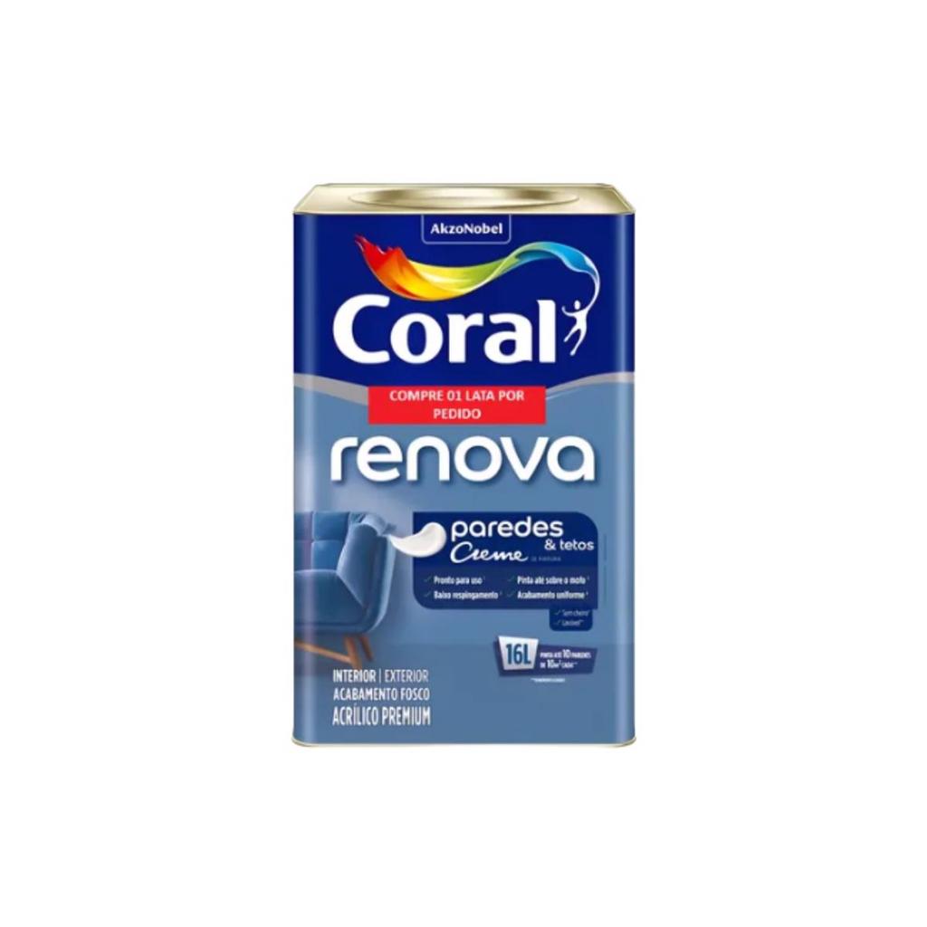 Tinta Acrílica Renova Paredes e Tetos Antimofo Sem Cheiro Lavável Fosco Premium 16 L - Coral em Oferta na Shopee