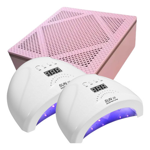 Sugador Coletor Aspirador De Pó Grelha Bivolt Para unhas+2 Cabines Sun 1s Led Uv 48w cabine para secar o esmalte de Gel