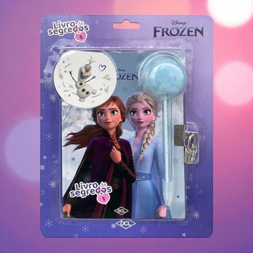 Kit Livro de Segredos Com Caneta Pompom - Frozen - 1 unidade - Disney Original - Rizzo em Oferta na Shopee
