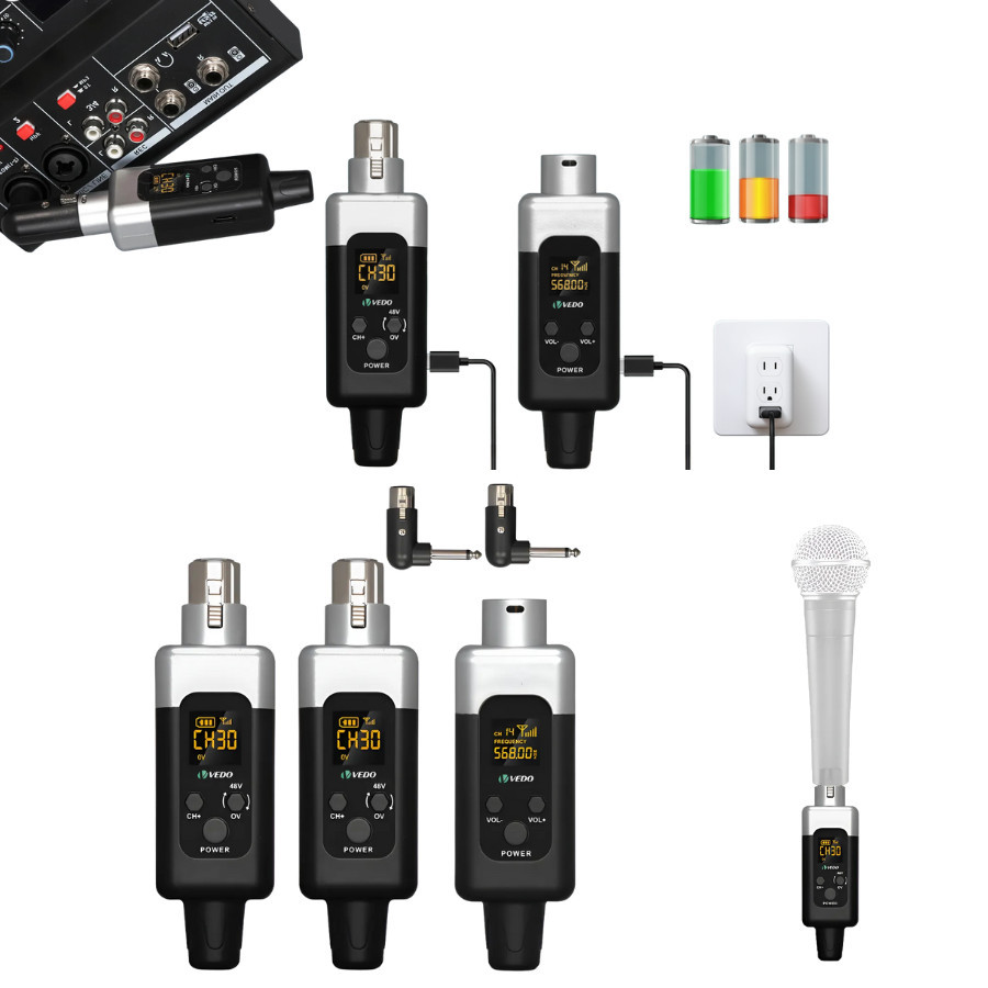 Sistema Sem Fio UHF com Conversor – 2 Transmissores e 1 Receptor 48V, Sistema Profissional de Áudio