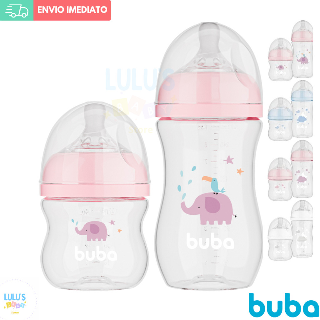 Kit 2 Mamadeiras BUBA Easy Flow Anticólica 120 e 270 ML Original Lacrada anticólica Bico PétalaAvent