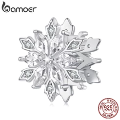 Bamoer 925 Prata Esterlina Charme Fosco Neve Pingente DIY Para Pulseira Presentes Mulheres