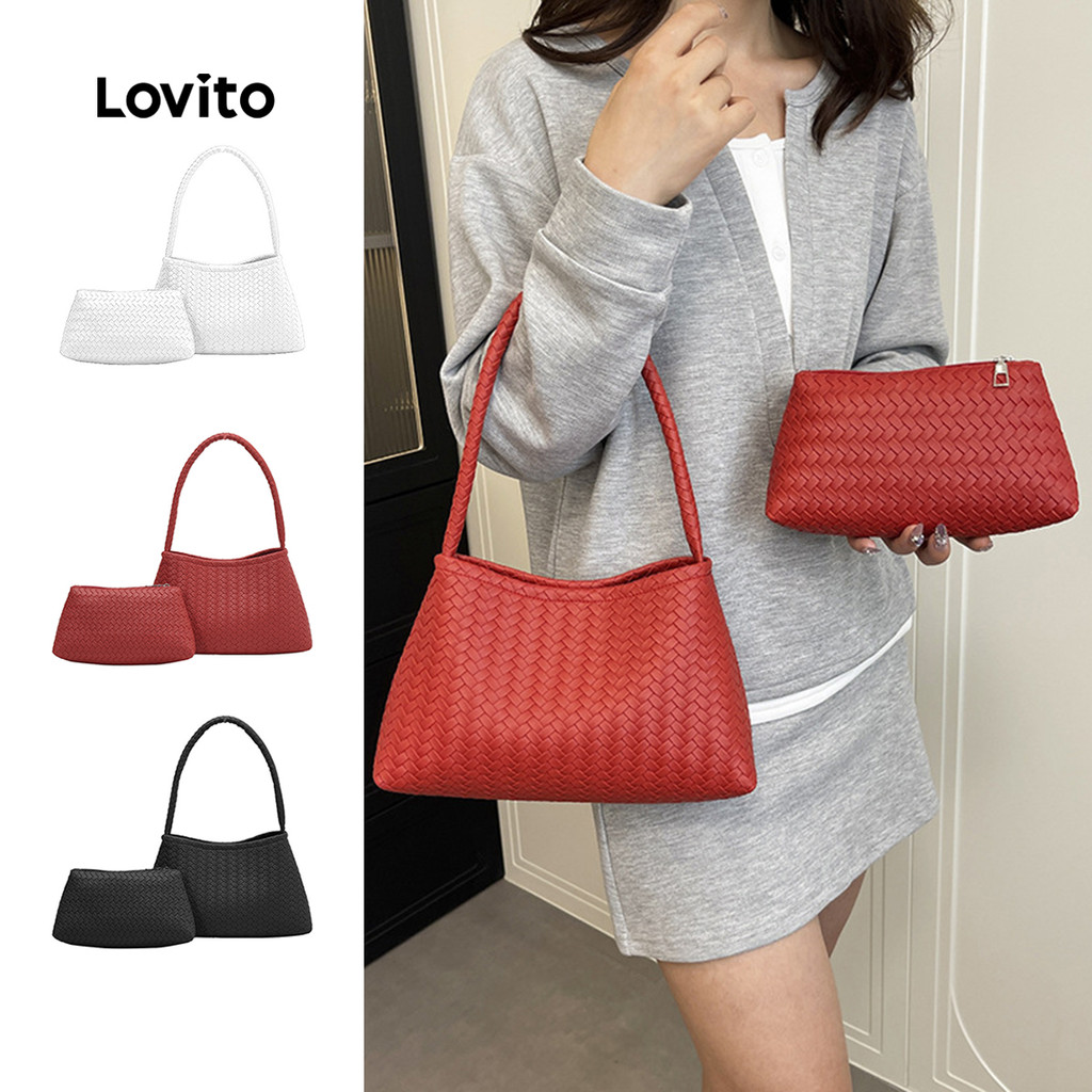 Lovito Bolsa de Ombro Pequena Casual com Trança para Mulheres LFA101093 em Oferta na Shopee