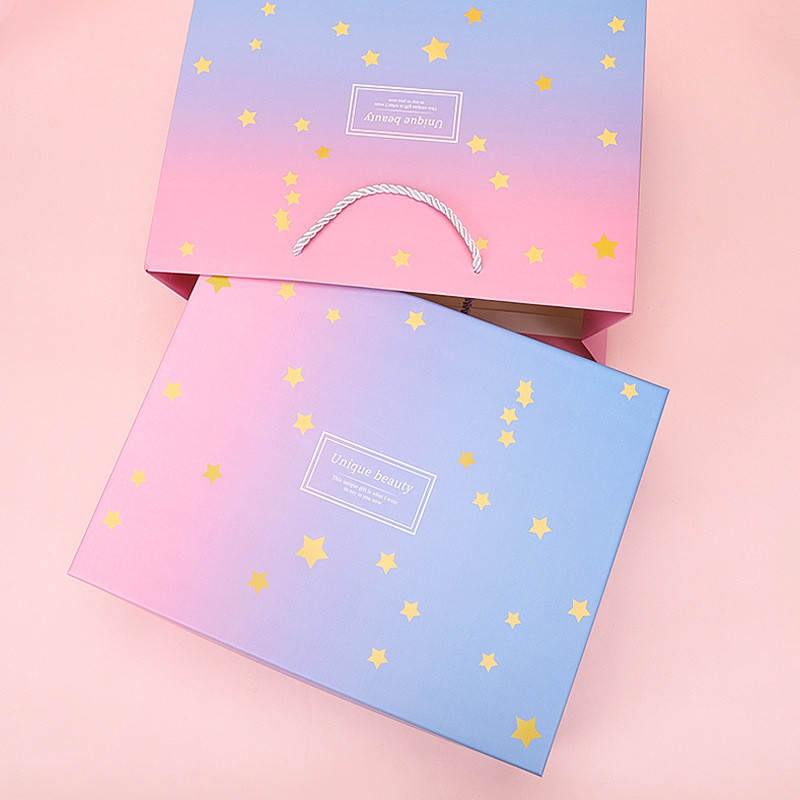 Caixa de Presente com Tampa, Caixa Vazia, Caixa de Presente com Gradiente de Estrela, Presente de Aniversário para Menin