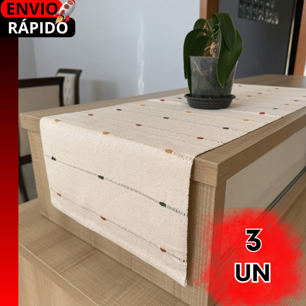 CONJUNTO TRILHO/PASSADEIRA DE MESA PREMIUM EM TECIDO 100% ALGODÃO – TEAR MINEIRO ESTILO E DECORAÇÃO.