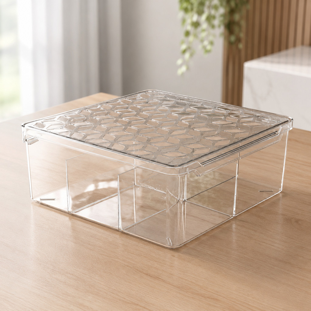 Box Multiuso Com Tampa 1,5L Acrílico Cristal Translucido Free Bpa Organizador Pr