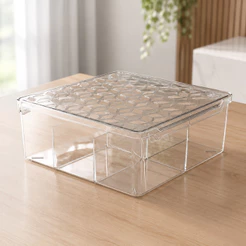 Box Multiuso Com Tampa 1,5L Acrílico Cristal Translucido Free Bpa Organizador Pratico Cozinha Primax