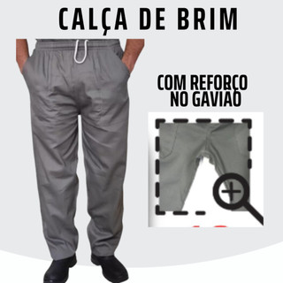 Calças Brim REFORÇADA P/ Trabalho Pesado | Uniforme Profissional C/ ELÁSTICO & Reforço