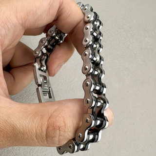 1 peça de pulseira masculina de corrente de motocicleta em aço inoxidável 304 resistente – Joia de estilo boêmio para mo