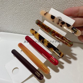 Baguette Premium longo acetato Duckbill clipe franja lado hairpin carta etiqueta de ouro básico All-Match vermelho hairp