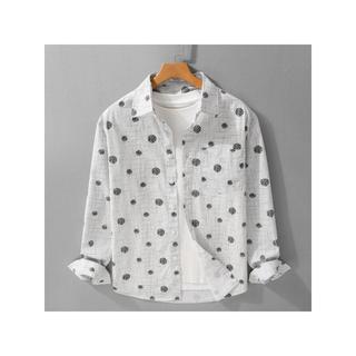 Primavera outono juventude impresso camisa de manga comprida estilo japonês diversão literária impresso macio respirável