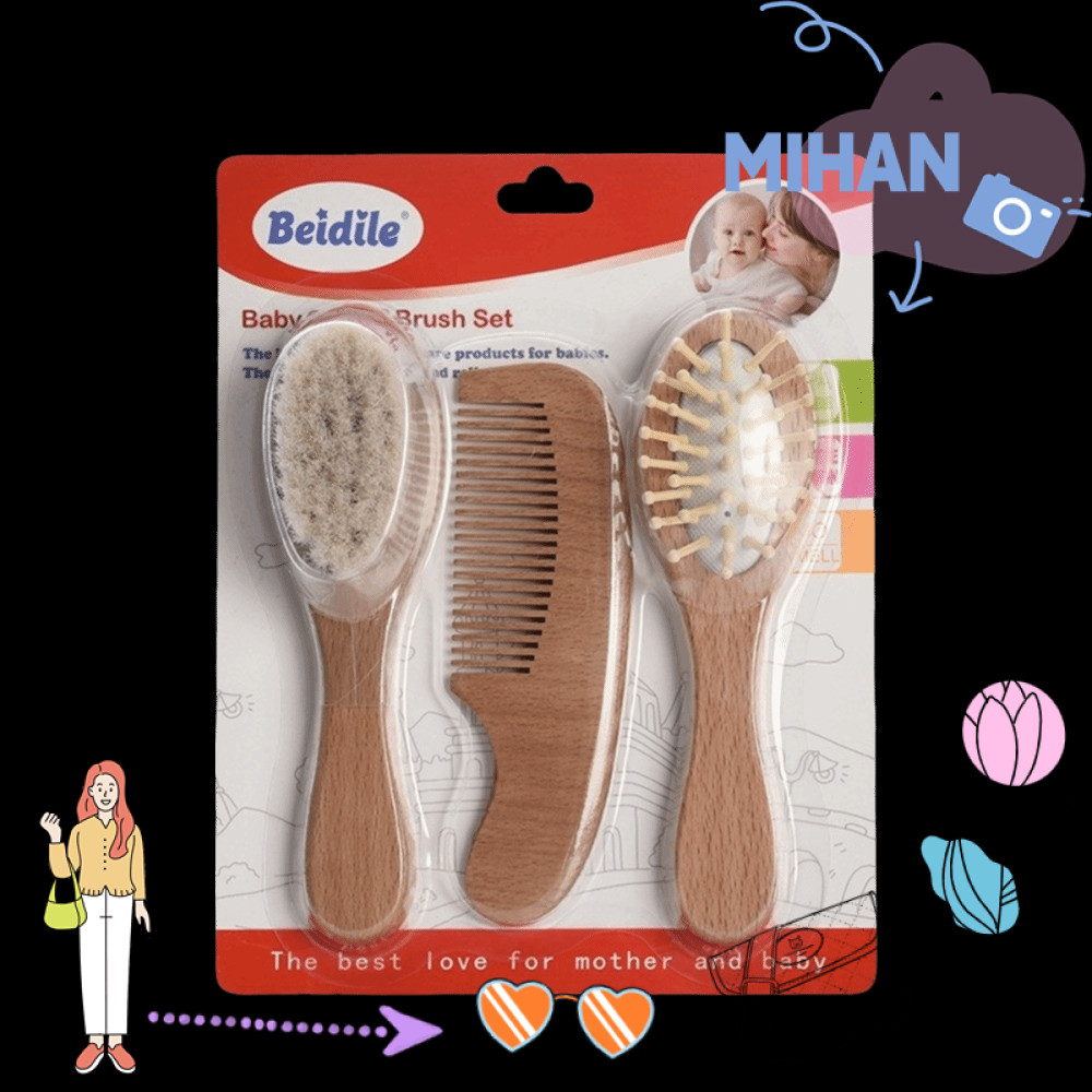 Conjunto De Escova Para Bebê MH-BEAUTY , Multifuncional Limpeza De Couro Cabeludo Com Cabo De Shampoo De Cerdas Macias
