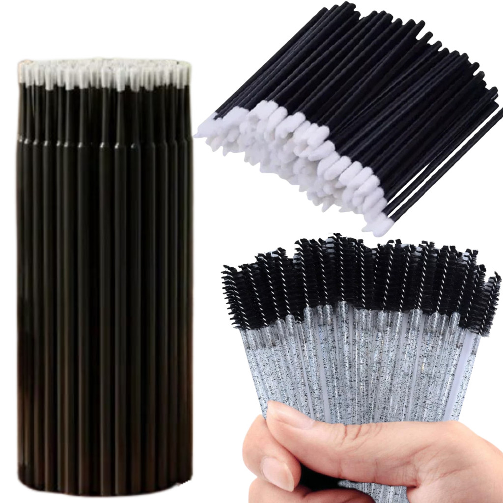 Kit Black 100 Escovinhas, 100 Microbrush E 100 Aplicadores Black