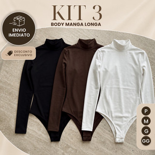 Kit 3 Body Gola Alta Segunda Pele Cacharrel  Inverno Frio Suplex Liso Verão Casual